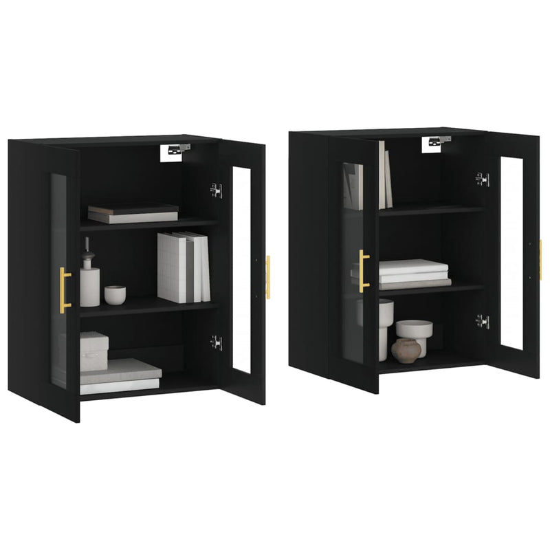 Wall Mounted Cabinets 2 pcs Black Engineered Wood