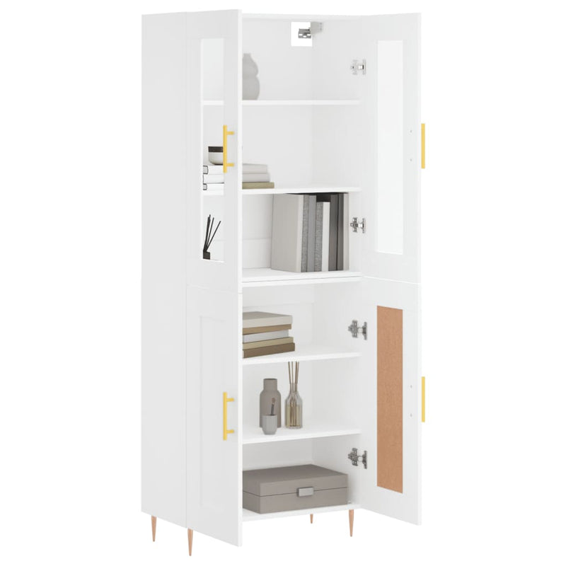 Highboard White 69.5x34x180 cm Engineered Wood