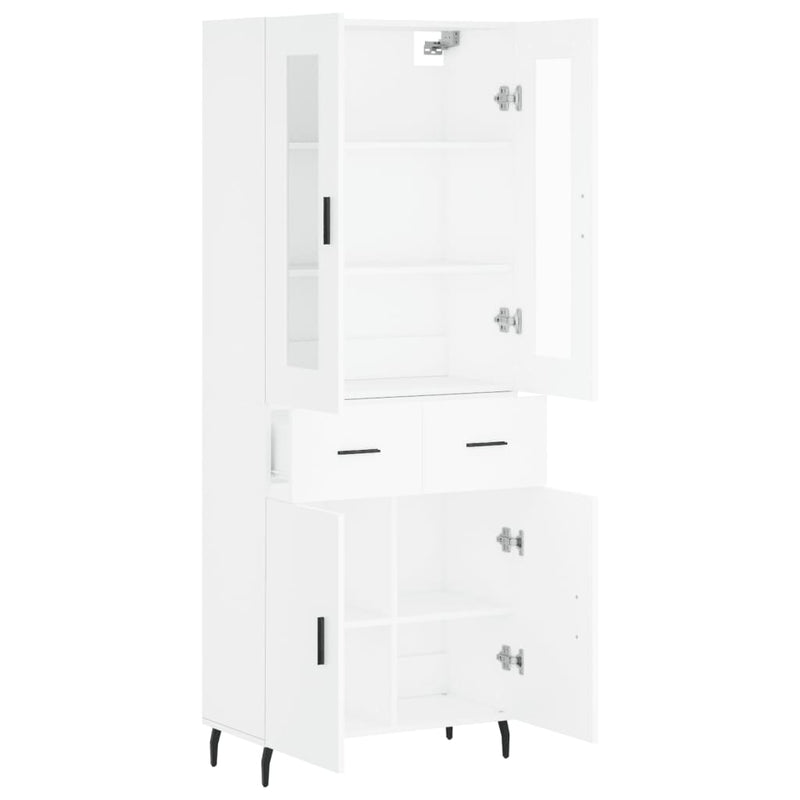 Highboard White 69.5x34x180 cm Engineered Wood