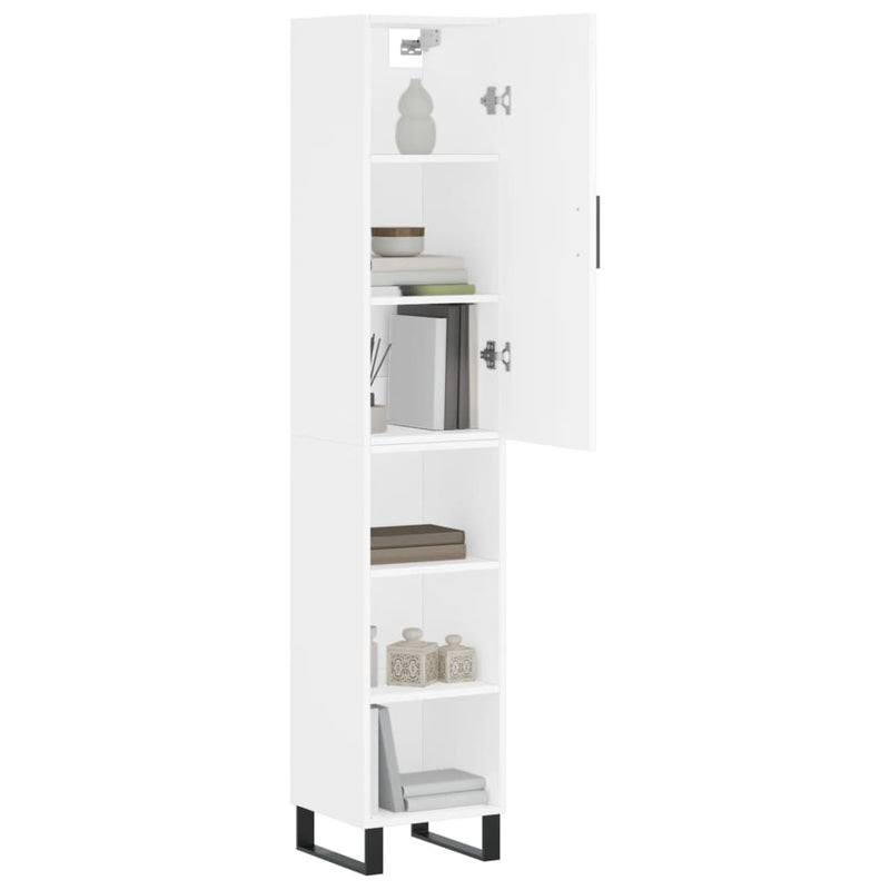 Highboard White 34.5x34x180 cm Engineered Wood