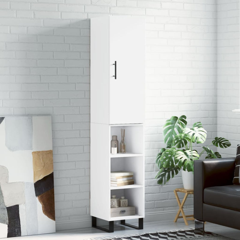 Highboard White 34.5x34x180 cm Engineered Wood