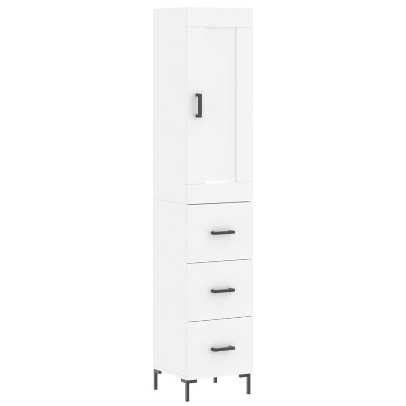 Highboard White 34.5x34x180 cm Engineered Wood