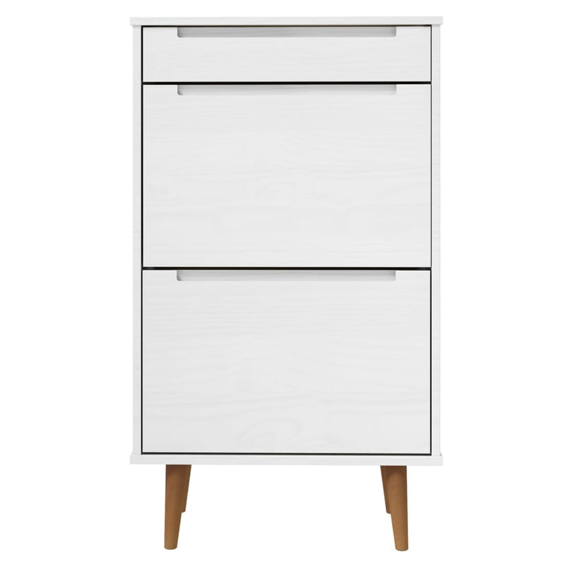 Shoe Cabinet MOLDE White 59,5x35x103 cm Solid Wood Pine