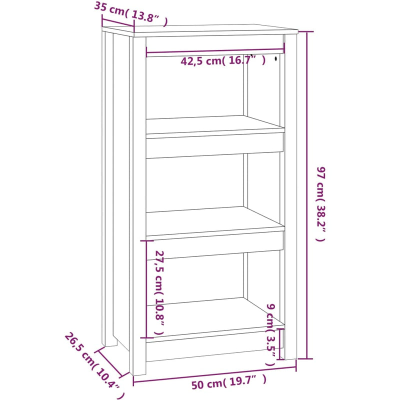 Book Cabinet Black 50x35x97 cm Solid Wood Pine