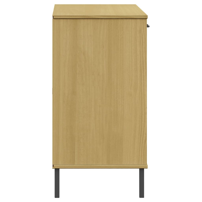 Sideboard with Metal Legs Brown 113x40x77 cm Solid Wood OSLO