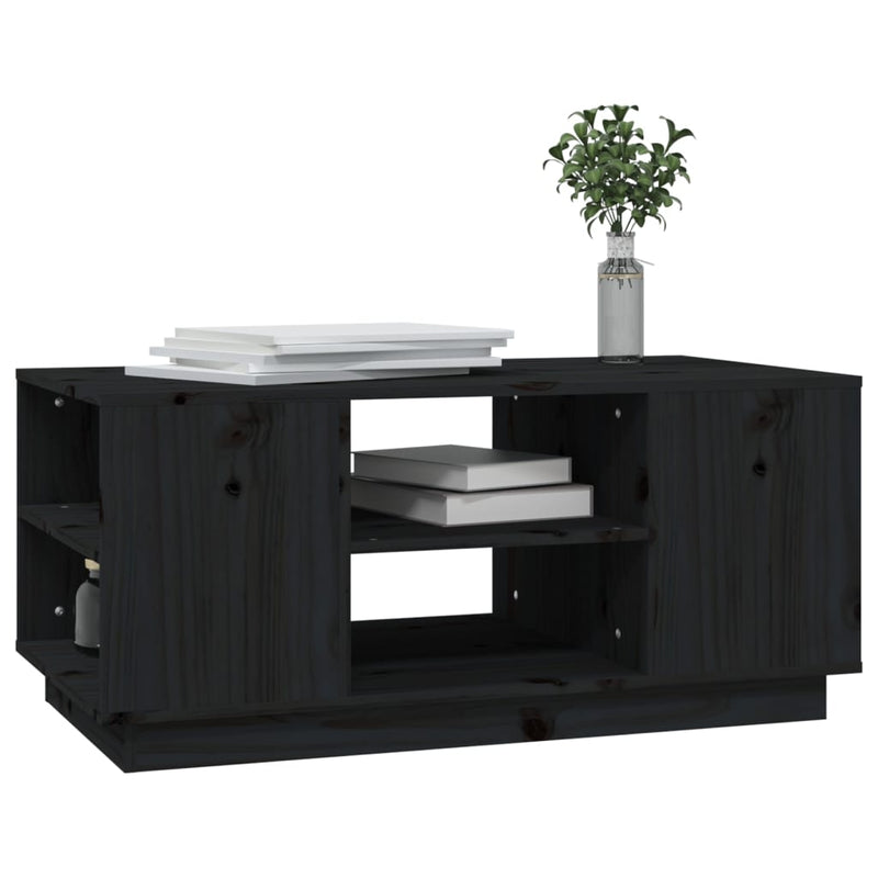 Coffee Table Black 90x49x40.5 cm Solid Wood Pine