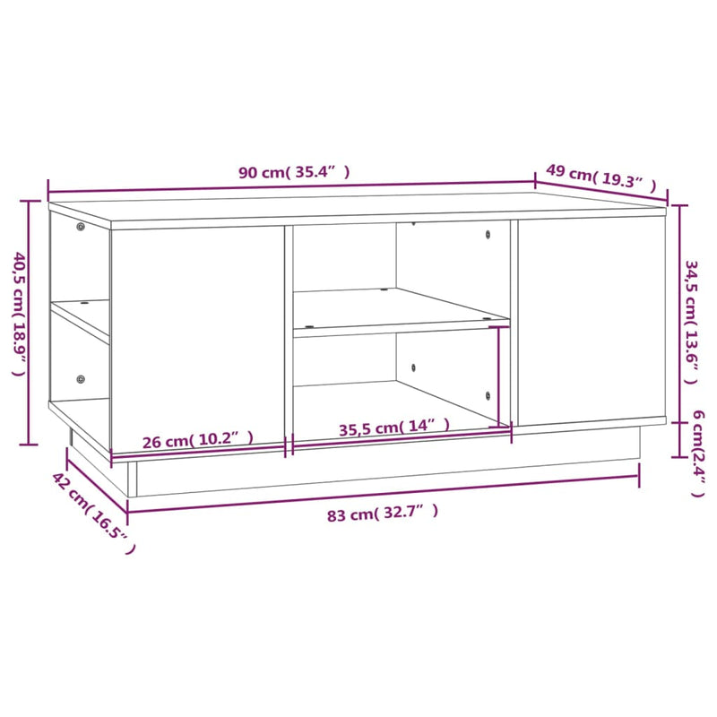 Coffee Table Black 90x49x40.5 cm Solid Wood Pine