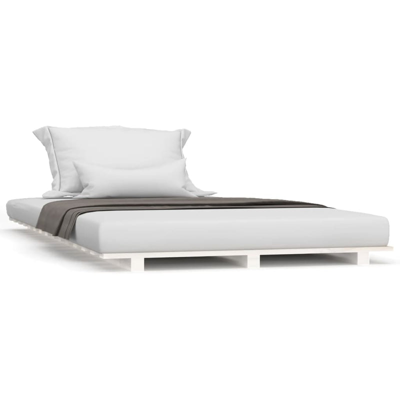 Bed Frame without Mattress White 100x200 cm Solid Wood Pine