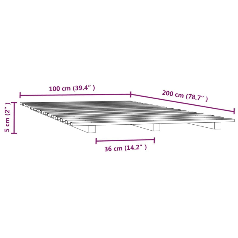 Bed Frame without Mattress White 100x200 cm Solid Wood Pine