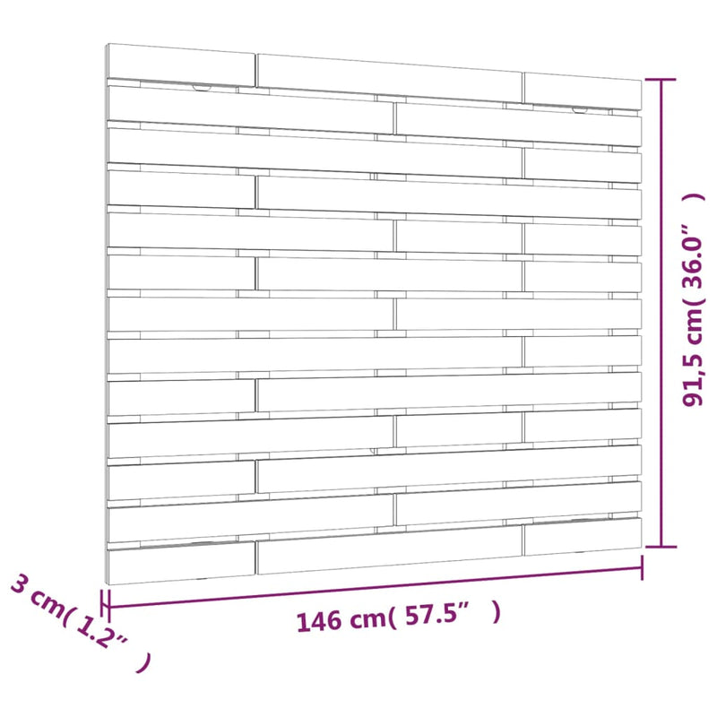 Wall Headboard Grey 146x3x91.5 cm Solid Wood Pine