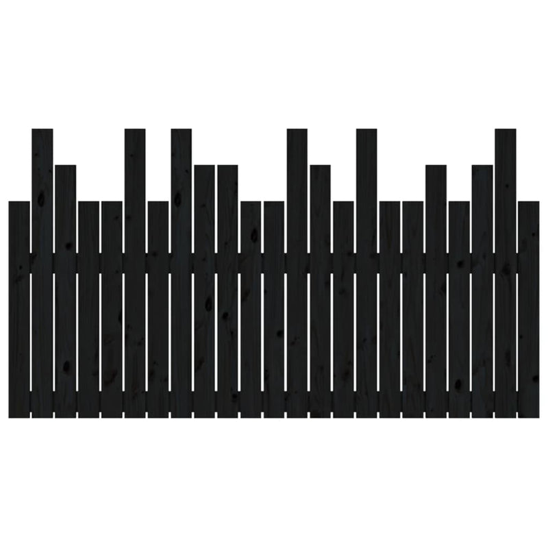 Wall Headboard Black 146.5x3x80 cm Solid Wood Pine