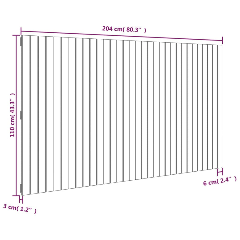 Wall Headboard 204x3x110 cm Solid Wood Pine