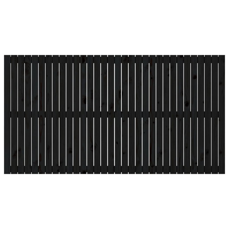 Wall Headboard Black 204x3x110 cm Solid Wood Pine