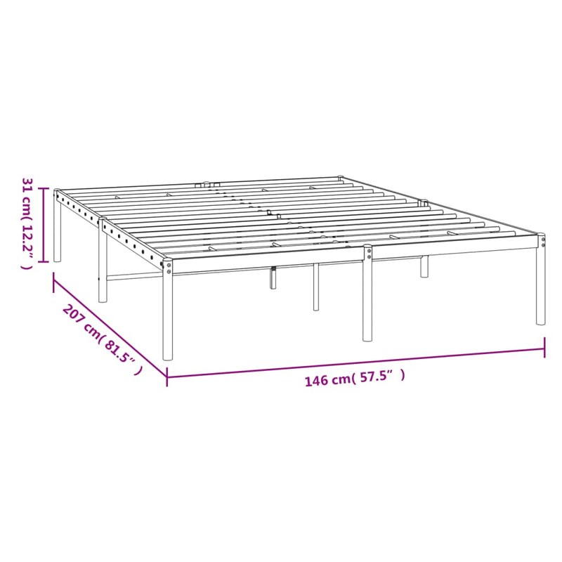 Metal Bed Frame without Mattress Black 140x200cm