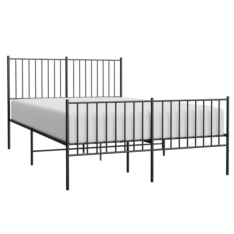 Metal Bed Frame without Mattress with Footboard Black 135x190cm