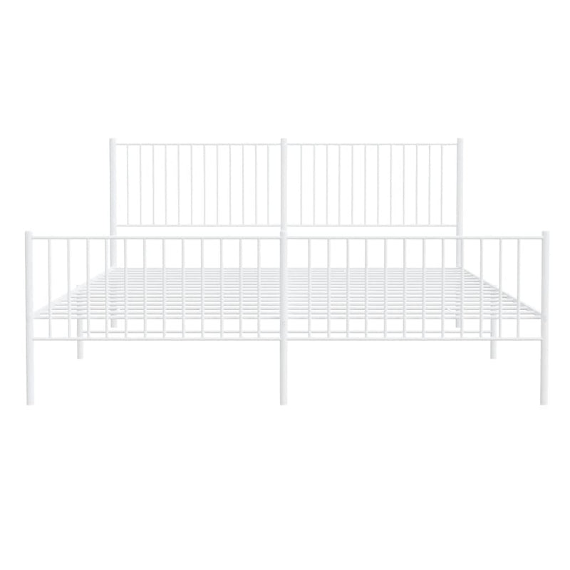 Metal Bed Frame without Mattress with Footboard White 193x203cm