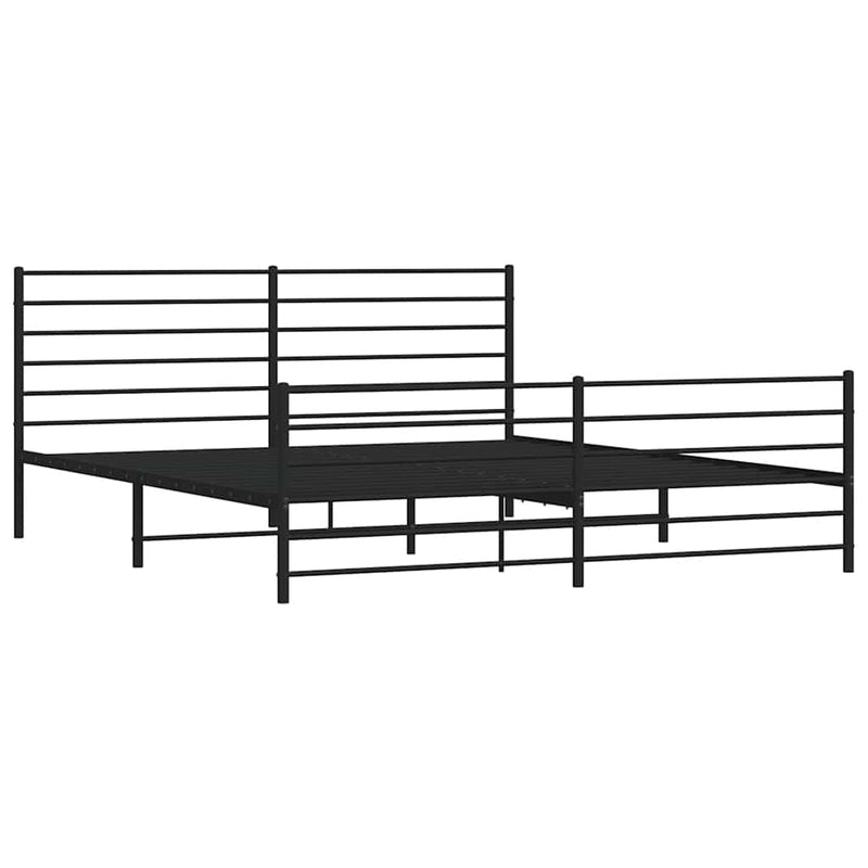 Metal Bed Frame without Mattress with Footboard Black 193x203cm