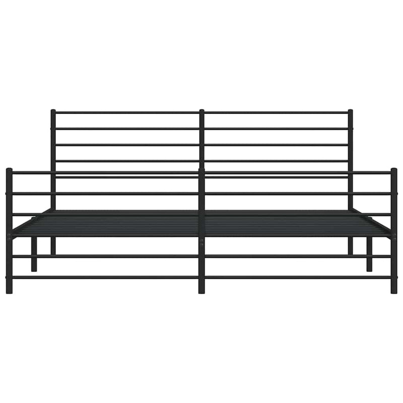 Metal Bed Frame without Mattress with Footboard Black 193x203cm