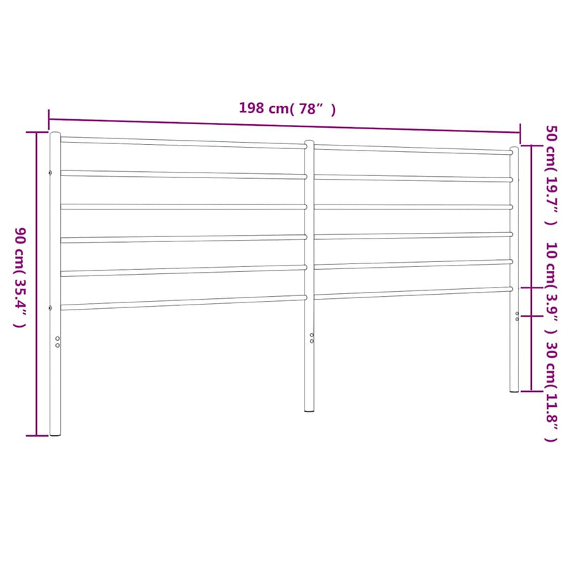 Metal Headboard Black 193 cm