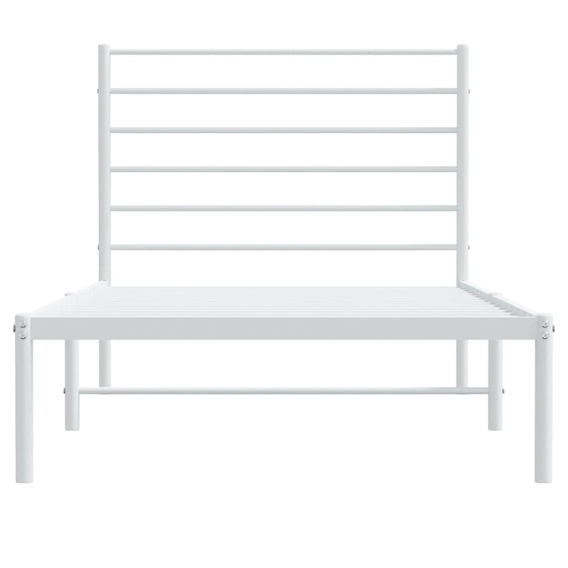 Metal Bed Frame without Mattress with Headboard White 75x190cm