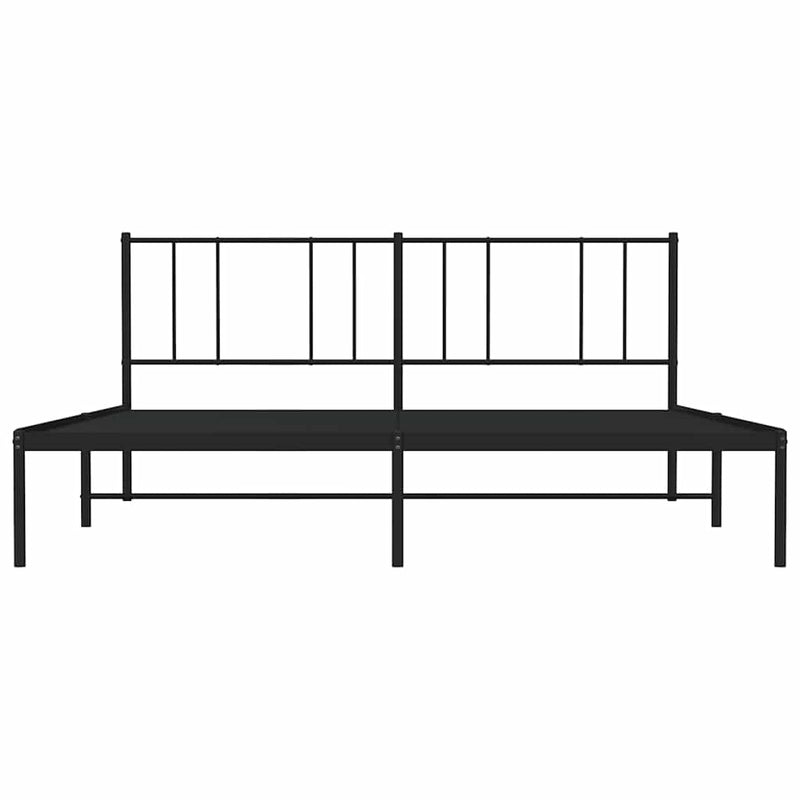 Metal Bed Frame without Mattress with Headboard Black 183x213cm