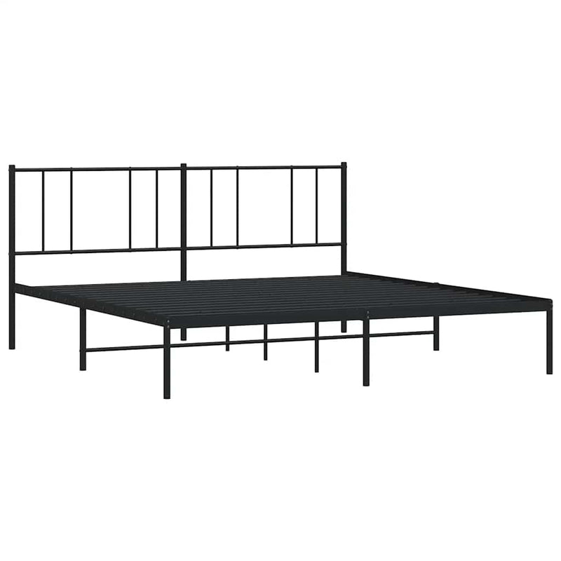 Metal Bed Frame without Mattress with Headboard Black 193x203cm