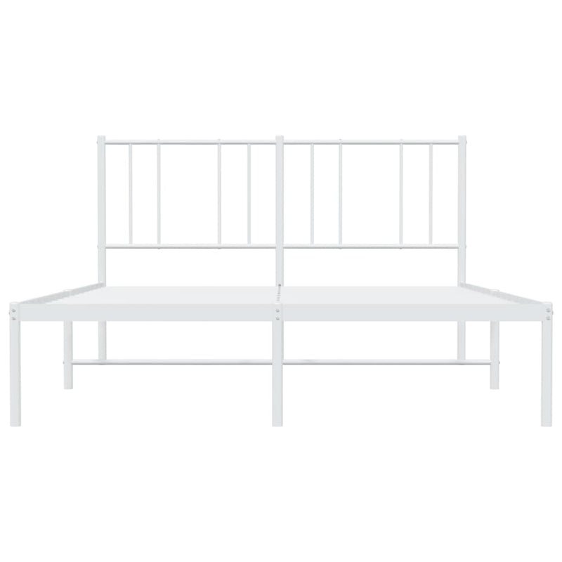 Metal Bed Frame without Mattress with Headboard White 140x190cm