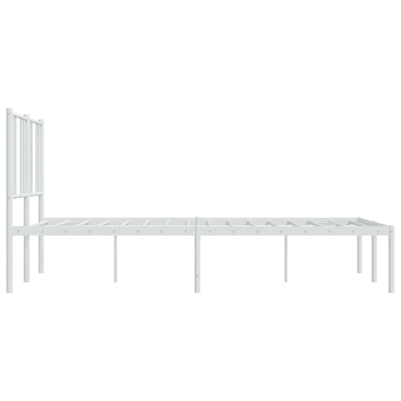 Metal Bed Frame without Mattress with Headboard White 140x190cm