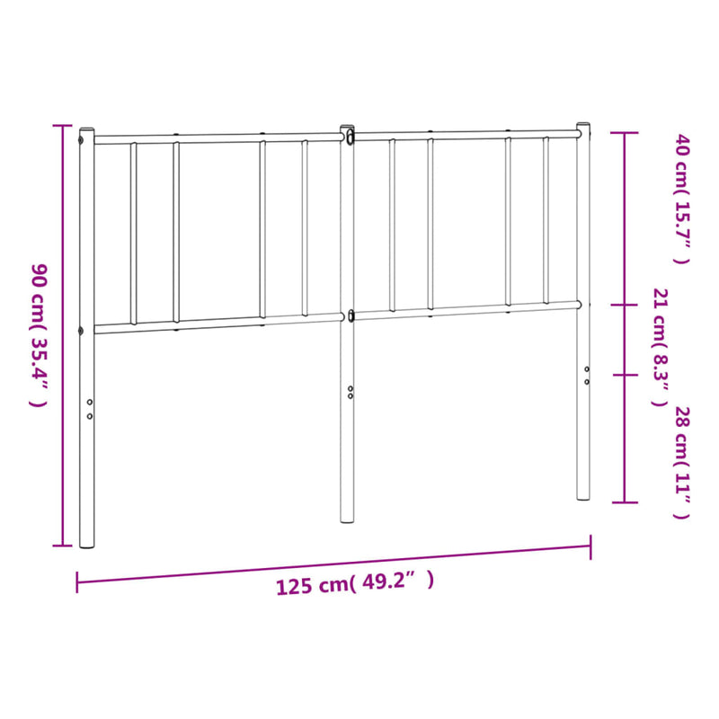 Metal Headboard White 120 cm