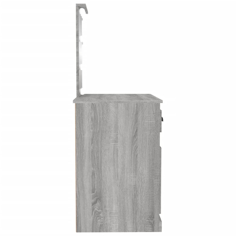 Dressing Table with LED Grey Sonona 90x50x132.5 cm Engineered Wood