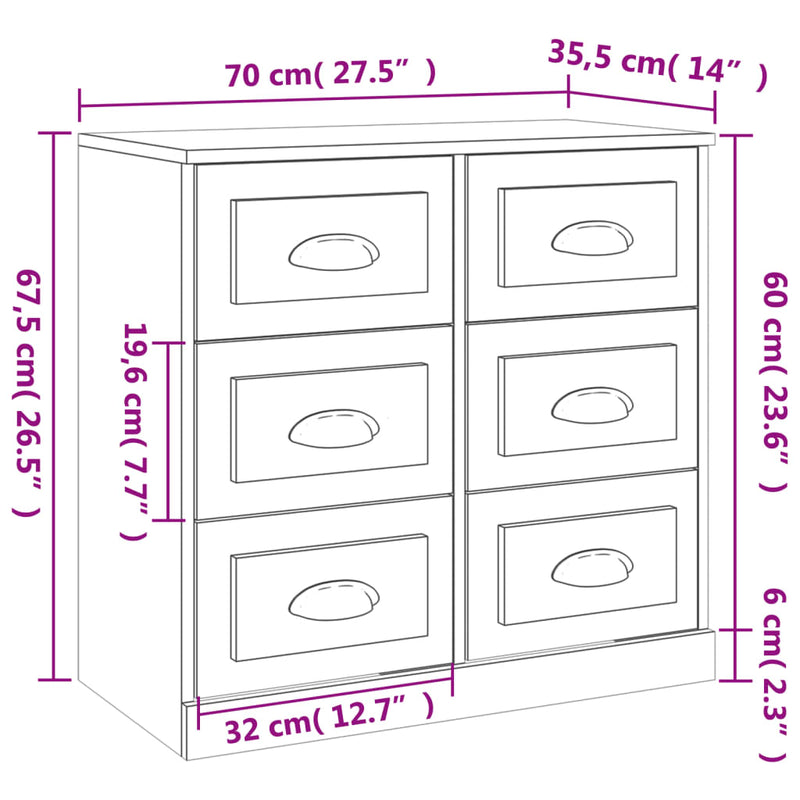Sideboards 2 pcs Sonoma Oak Engineered Wood