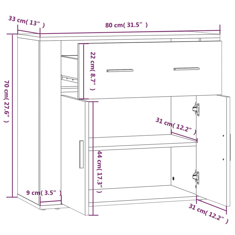 Highboard Concrete Grey Engineered Wood