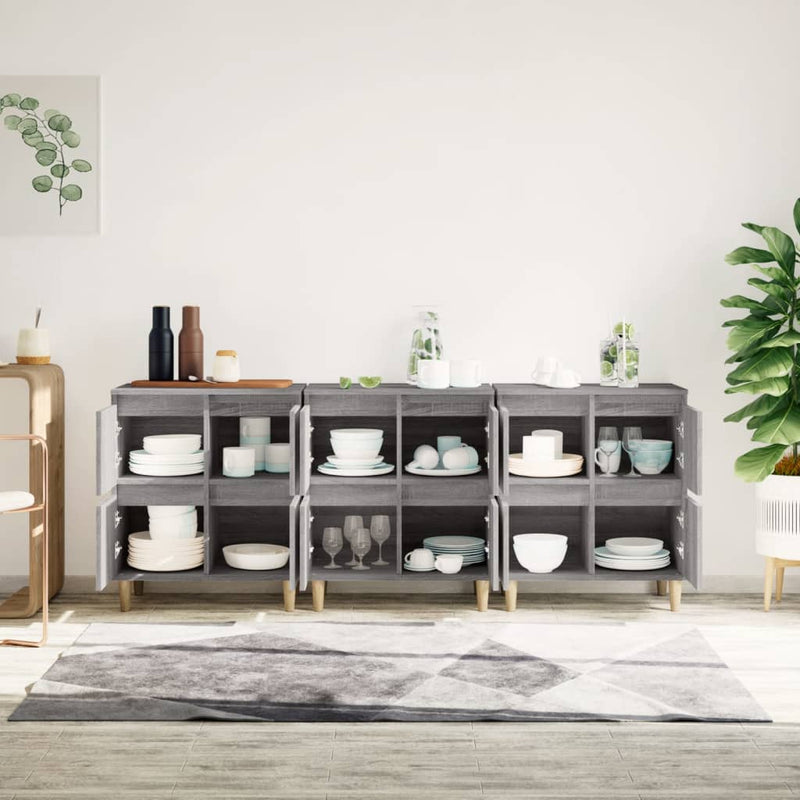 Sideboards 3 pcs Grey Sonoma 60x35x70 cm Engineered Wood