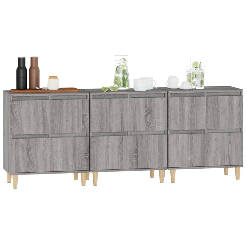 Sideboards 3 pcs Grey Sonoma 60x35x70 cm Engineered Wood