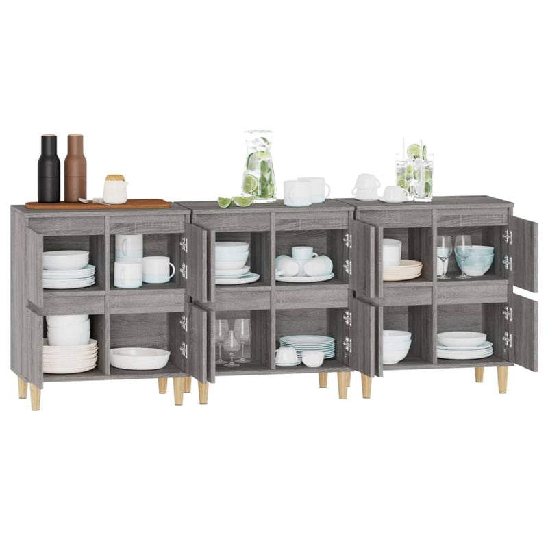 Sideboards 3 pcs Grey Sonoma 60x35x70 cm Engineered Wood