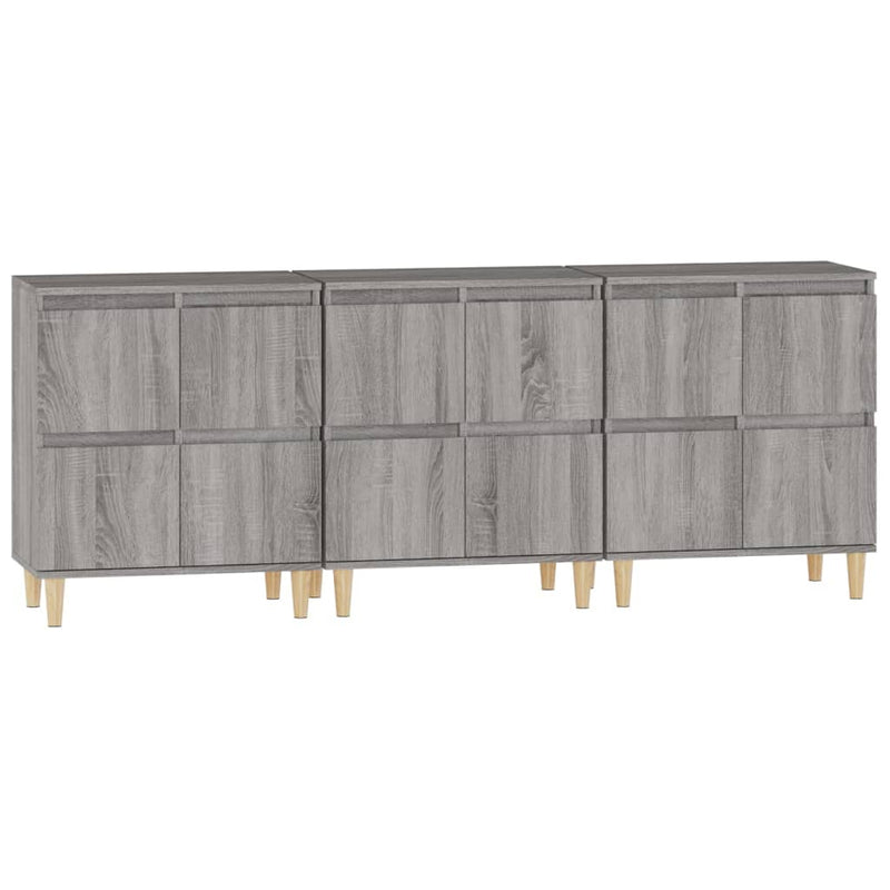 Sideboards 3 pcs Grey Sonoma 60x35x70 cm Engineered Wood