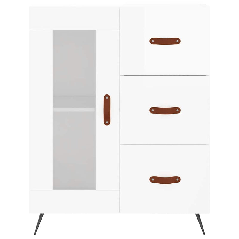 Sideboard High Gloss White 69.5x34x90 cm Engineered Wood