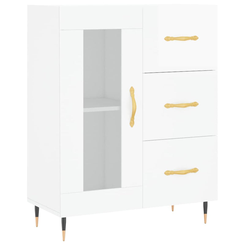 Sideboard High Gloss White 69.5x34x90 cm Engineered Wood