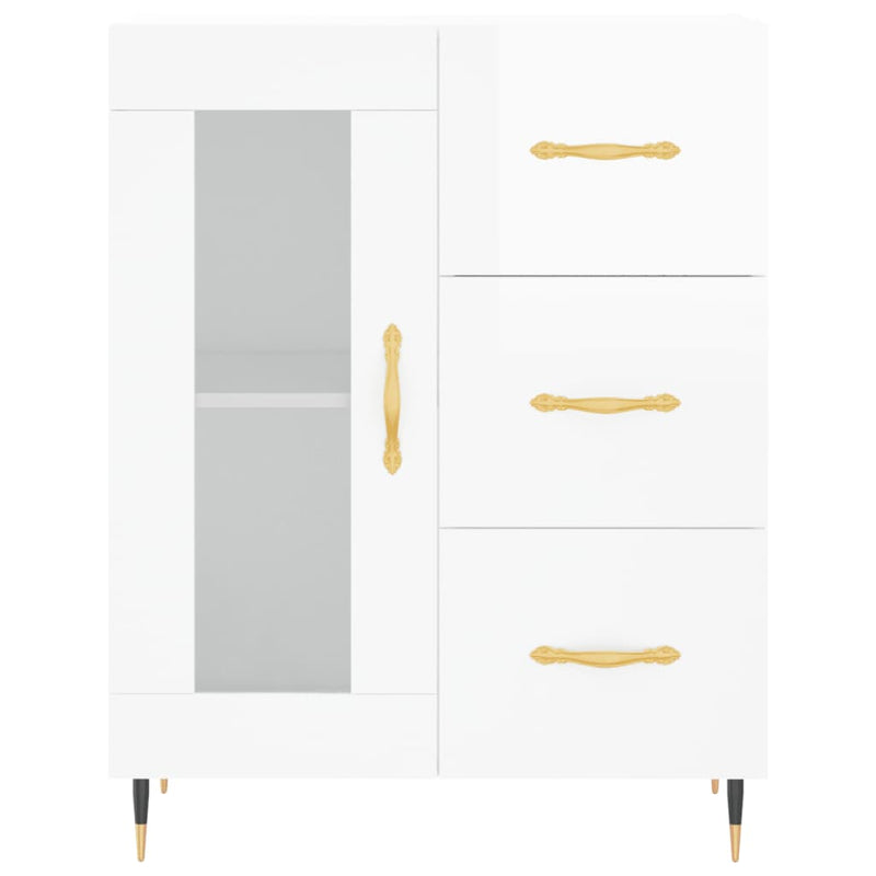 Sideboard High Gloss White 69.5x34x90 cm Engineered Wood