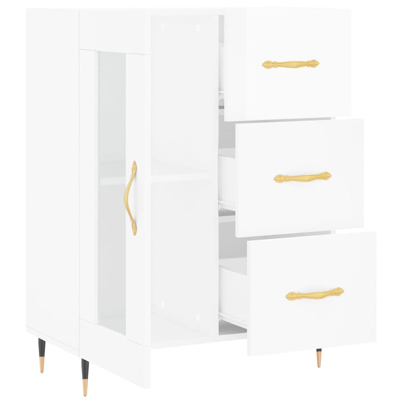 Sideboard High Gloss White 69.5x34x90 cm Engineered Wood