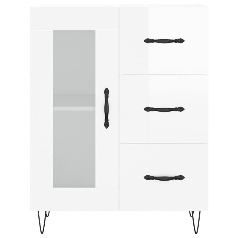 Sideboard High Gloss White 69.5x34x90 cm Engineered Wood