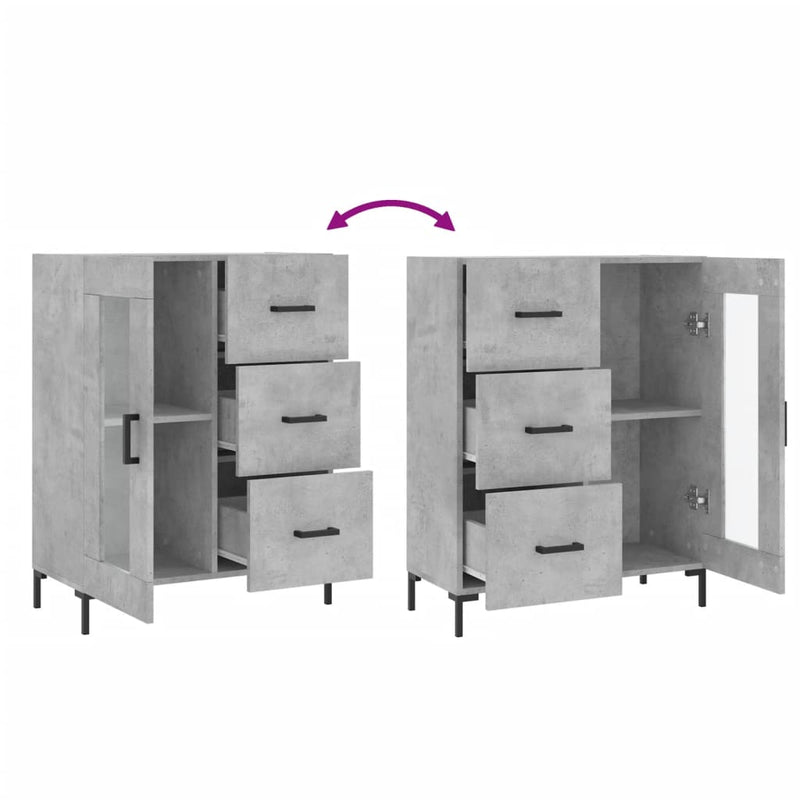 Sideboard Concrete Grey 69.5x34x90 cm Engineered Wood