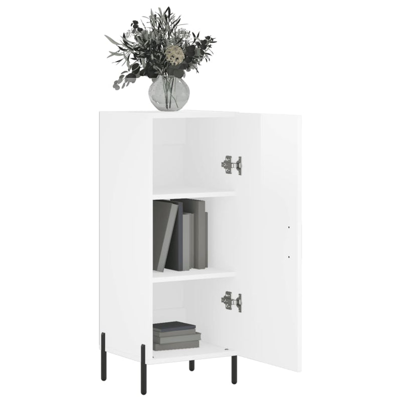 Sideboard High Gloss White 34.5x34x90 cm Engineered Wood