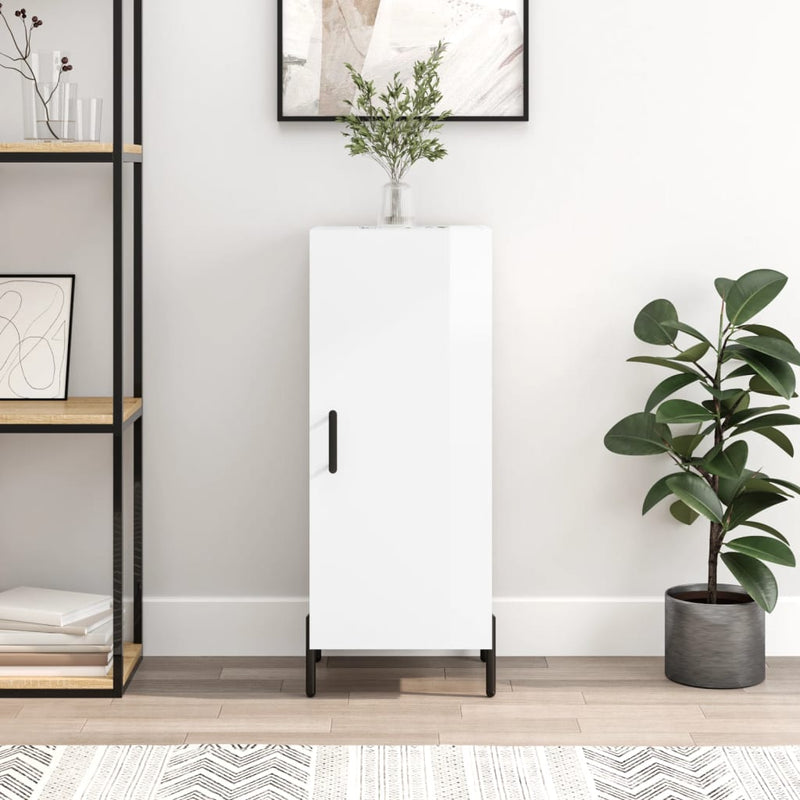 Sideboard High Gloss White 34.5x34x90 cm Engineered Wood