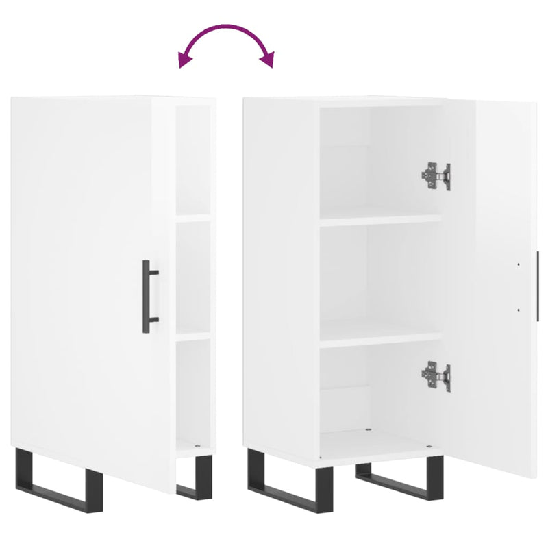 Sideboard High Gloss White 34.5x34x90 cm Engineered Wood