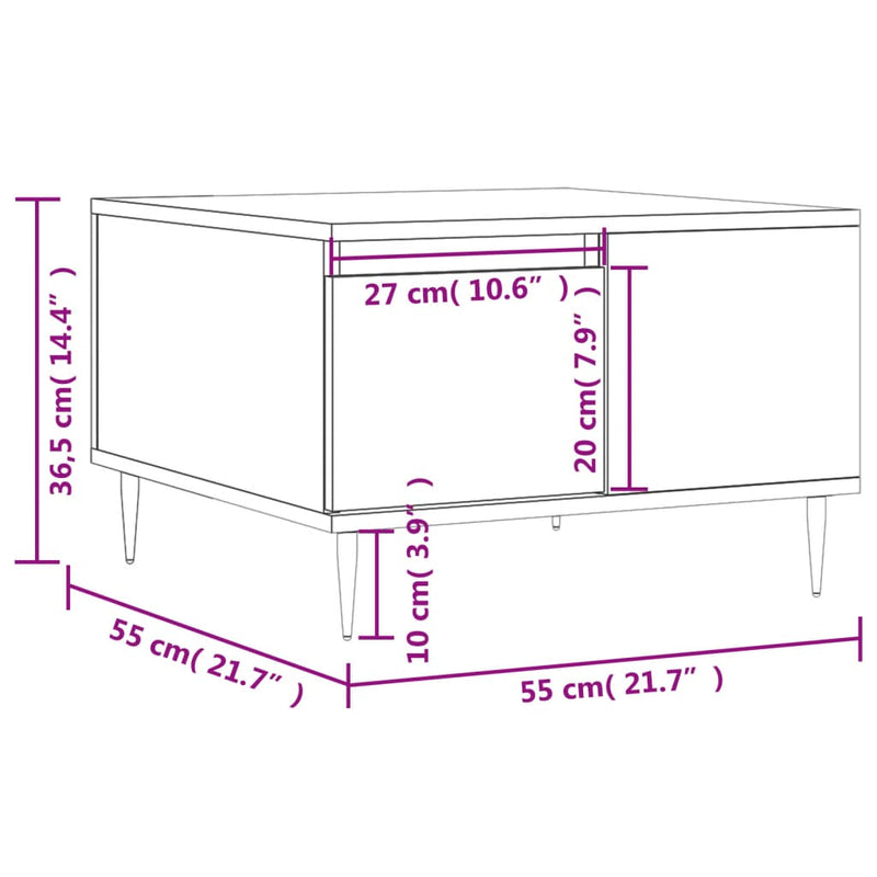 Coffee Table High Gloss White 55x55x36.5 cm Engineered Wood