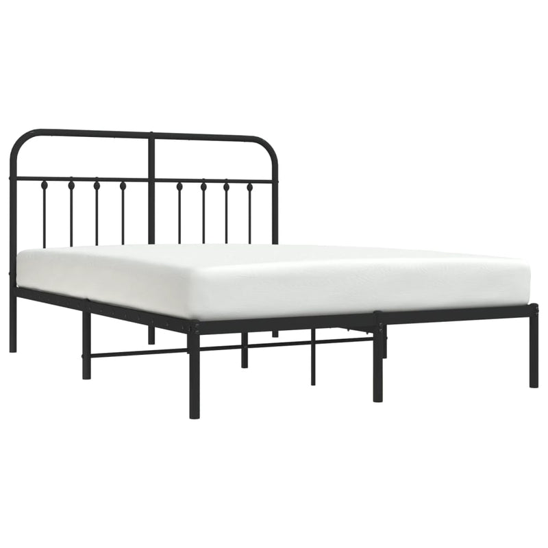 Metal Bed Frame without Mattress with Headboard Black 140x190cm