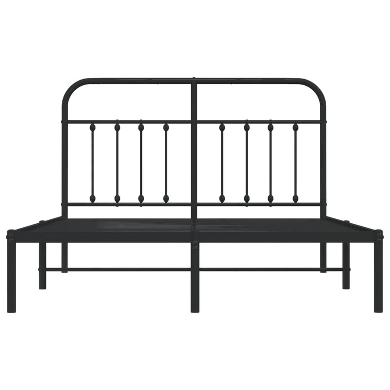 Metal Bed Frame without Mattress with Headboard Black 140x190cm