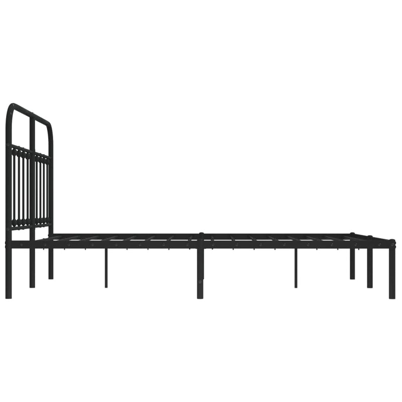 Metal Bed Frame without Mattress with Headboard Black 140x190cm