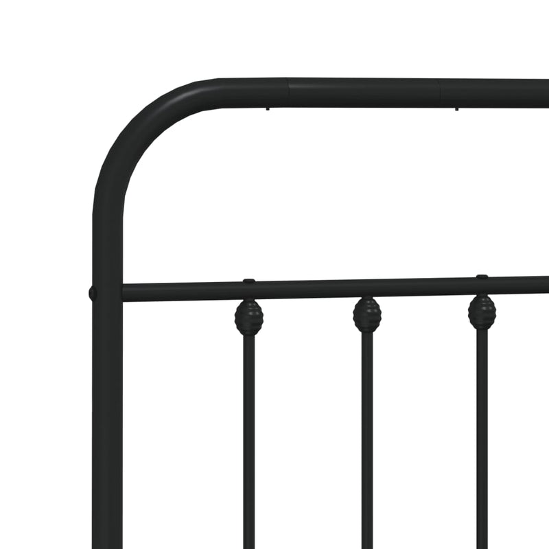 Metal Bed Frame without Mattress with Headboard Black 140x190cm